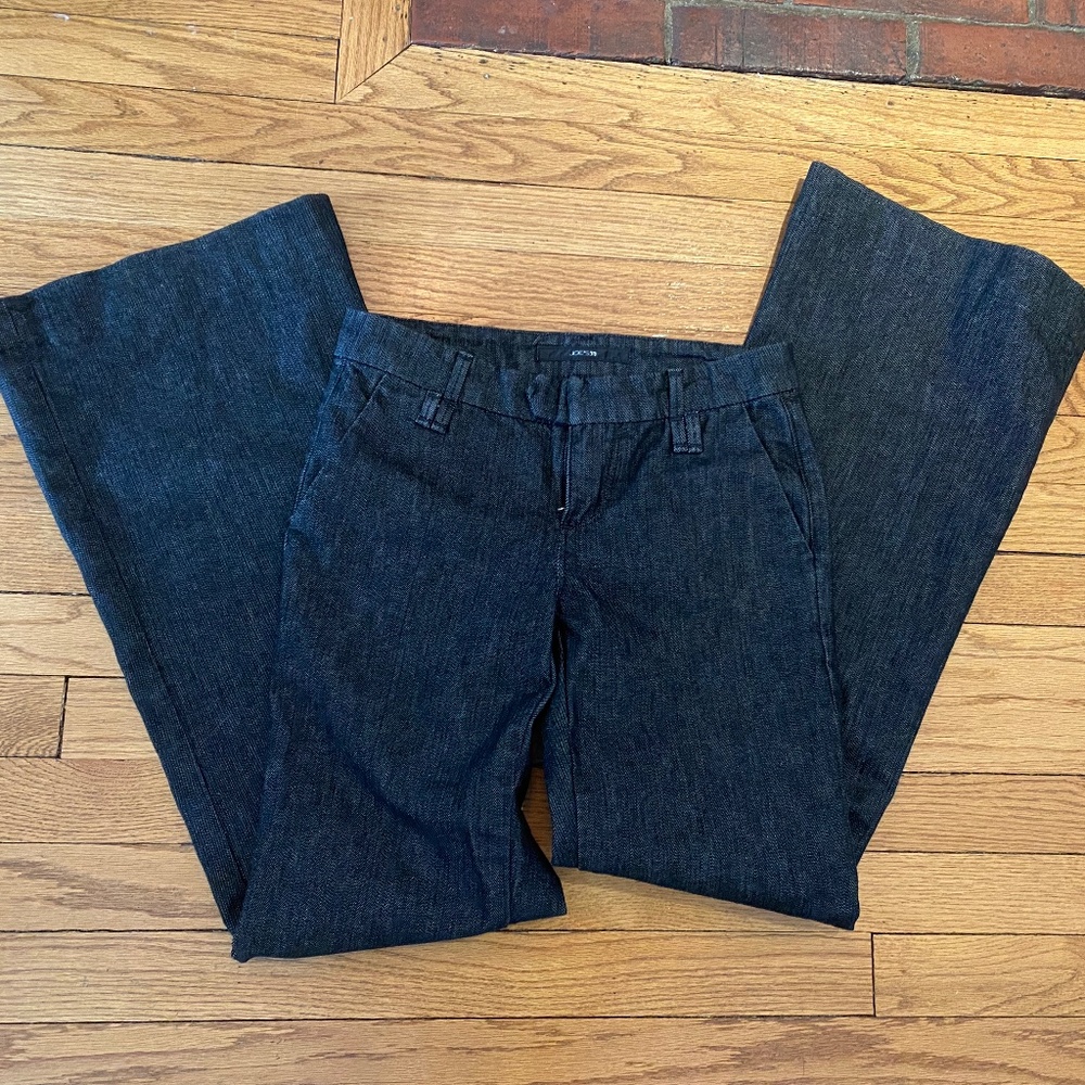 Joe's Jeans, low/mid rise, wide leg, super dark wash denim trousers, size w 25